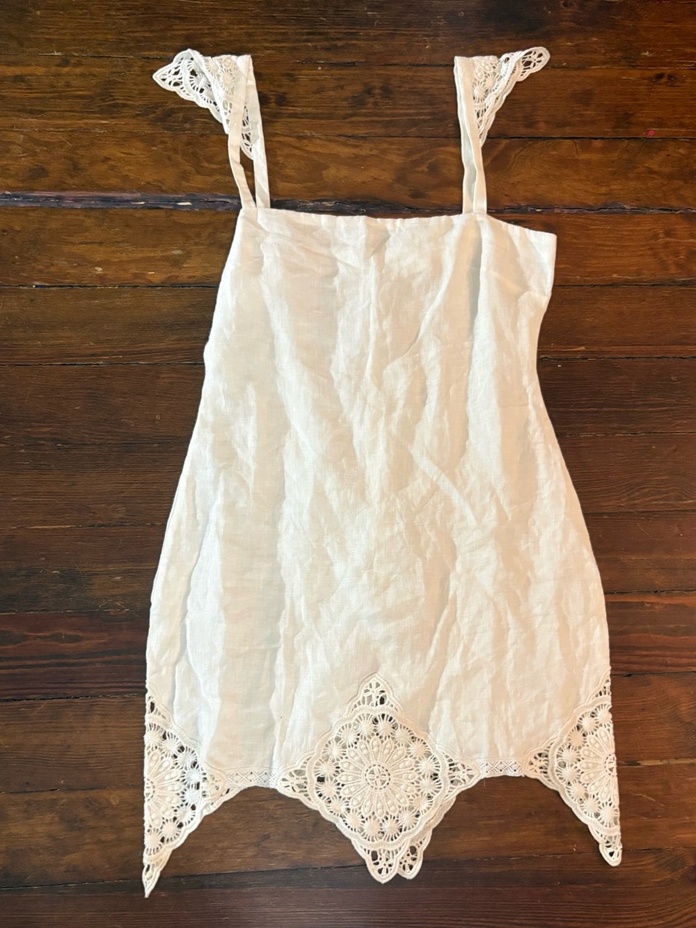 Revolve white Lacey crochet cap shoulder mini dress size S